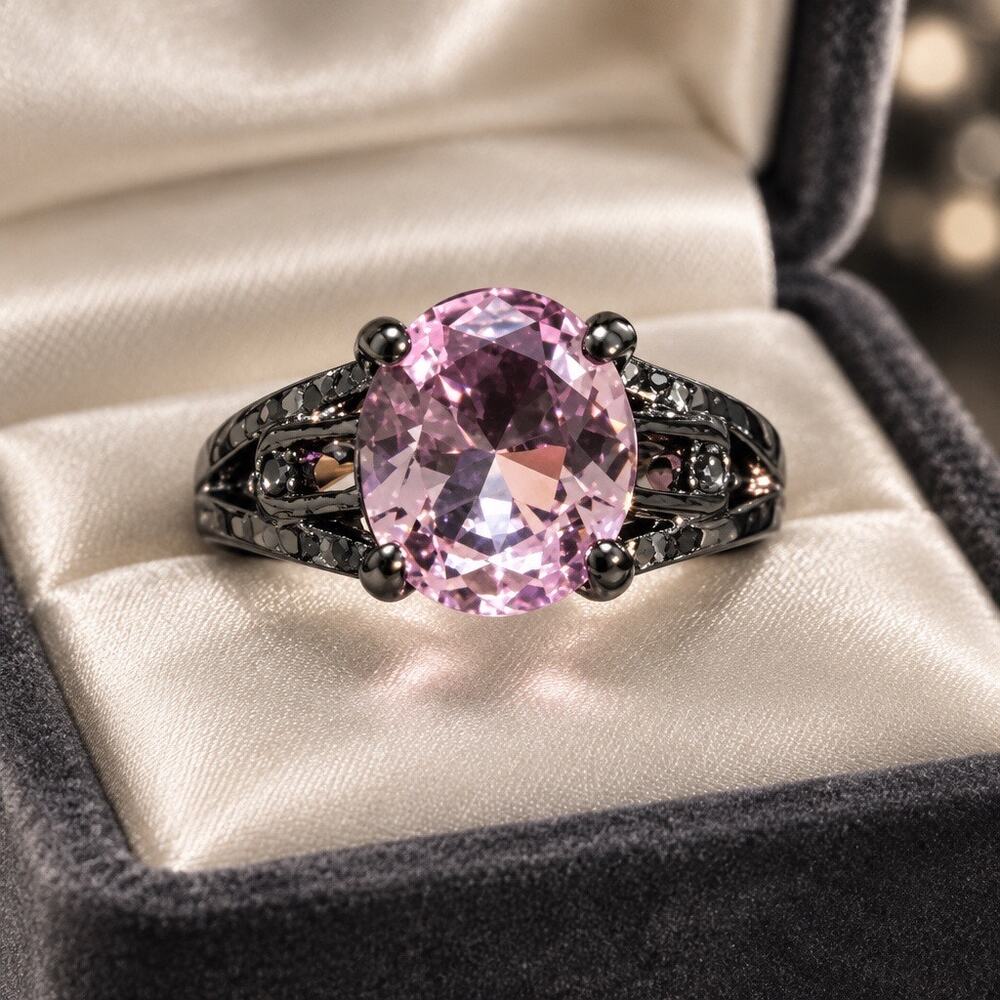 The Midnight Orchid: Vintage Oval Cut Statement Ring size 8.5-9